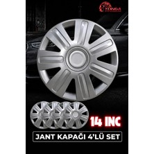 Yonga Oto Aksesuar Ford 14 Inç Jant Kapağı 4'lü Set Gümüş + 4 Amblem + 8 Cırt Kelepçe