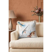Hanna Home Saçaklı Yastık Kılıfı Hayvan Desenli Kırlent Kılıfı Koltuk Takımı Aksesuarı 43X43 cm