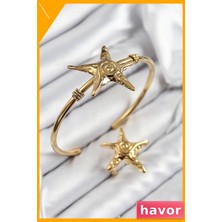 Havor Pirinç Deniz Yıldızı Desenli Bileklik ve Yüzük Takımı