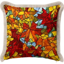 Hanna Home Dekoratif Yastık Kılıfı Soyut Geometrik Oturma Odası Kırlenti Saçaklı Saçaklı Kırlent 43X43 cm