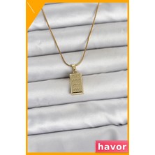 Havor 316L Çelik Zincir Gold Renk Külçe Altın Model Kadın Kolye