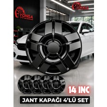 Yonga Oto Aksesuar Renault Megane 14 Inç Jant Kapağı 4'lü Set Piano Black + 4 Amblem + 8 Cırt Kelepçe