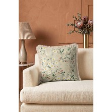 Hanna Home Saçaklı Kırlent Kılıfı Tropikal Çiçek Desenli Kanepe Dekorasyonu Saçaklı Saçaklı Kırlent 43X43 cm