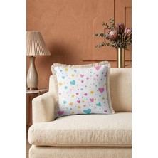 Hanna Home Kalpli Yıldızlı Puantiyeli Dekoratif Kırlent Kılıfı Kırlent Kılıfı Salon Koltuk Yastığı 43X43 cm