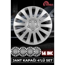 YONGA OTO AKSESUAR Tofaş 14 Inç Jant Kapağı 4'lü Set Gümüş + 4 Amblem + 8 Cırt Kelepçe