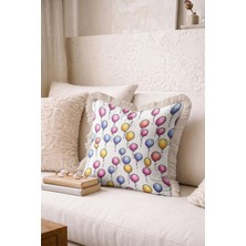 Hanna Home Renkli Balon Desenli Dekoratif Kırlent Kılıfı Kırlent Kılıfı Kanepe Dekorasyonu 43X43 cm