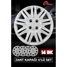 YONGA OTO AKSESUAR Fiat Fiorino 14 Inç Kırılmaz Jant Kapağı 4'lü Set Gümüş + 4 Amblem