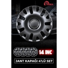 Yonga Oto Aksesuar Volkswagen Golf 14 Inç Jant Kapağı 4'lü Set Piano Black + 4 Amblem + 8 Cırt Kelepçe