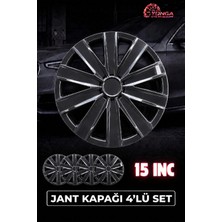 YONGA OTO AKSESUAR Dacia Sandero Stepway 15 Inç Jant Kapağı 4'lü Set Piano Black + 4 Amblem + 8 Cırt Kelepçe