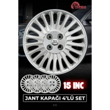 YONGA OTO AKSESUAR Citroen Nemo 15 Inç Jant Kapağı 4'lü Set Gümüş + 4 Amblem