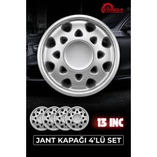 YONGA OTO AKSESUAR Renault Broadway 13 Inç Jant Kapağı 4'lü Set Gümüş + 4 Amblem + 8 Cırt Kelepçe
