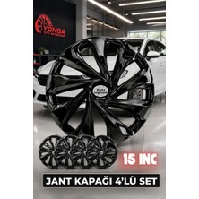 Yonga Oto Aksesuar Kia Cerato 15 Inç Kırılmaz Jant Kapağı 4 Adet Piano Black + 4 Amblem + 8 Cırt Kelepçe