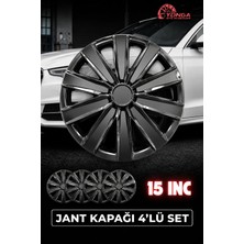 Yonga Oto Aksesuar Volkswagen Transporter T7 15 Inç Jant Kapağı 4'lü Set Piano Black + 4 Amblem + 8 Cırt Kelepçe
