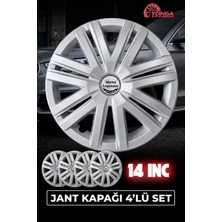 YONGA OTO AKSESUAR Volkswagen 14 Inç Jant Kapağı 4'lü Set Gümüş + 4 Amblem + 8 Cırt Kelepçe