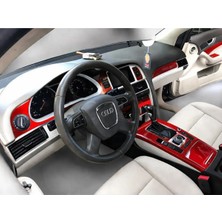 Autokit Audi A6 C6 Torpido, Konsol, Trim, Maun, Göğüs Kaplama Kırmızı Renk Full Set