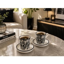 Leya Home 2 Li Seramik Zebra Desenli Türk Kahvesi Fincanı
