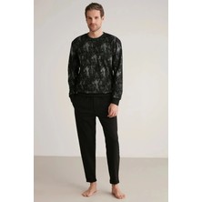 Nautica Nautıca M626 Erkek Uzun Kollu Yuvarlak Yaka Pijama Takımı
