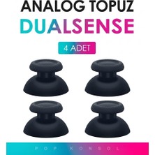 Pop Konsol PS5 Dualsense İçin 4 Adet Analog Başlık PS5 Topuz Siyah Kol Tamir Yedek Parça