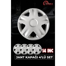 YONGA OTO AKSESUAR Renault 14 Inç Kırılmaz Jant Kapağı 4 Adet Gümüş + 4 Amblem + 8 Cırt Kelepçe
