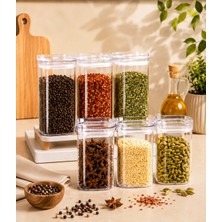 Mafa Home 6'lı Şeffaf Akrilik Vakum Kapaklı Baharatlık 300 ml Etiket Hediyeli