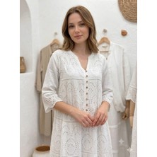 Meltem Collection Fisto ve Düğme Detaylı Müslin Elbise