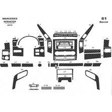 Autokit Volkswagen Crafter Ön Torpido Kaplama Karbon Sticker Folyo Kaplama 61 Parça 2006-2019
