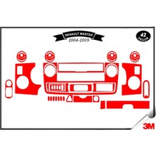 Autokit Renault Master 2 (2004-2009)TORPIDO Konsol Trim Göğüs Maun Kaplama Set 42 Parça Kırmızı
