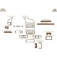 Mars Cockpit Design Bmw 3 E36 Uyumlu Konsol-Torpido Kaplama 1991-1998 20 Parça