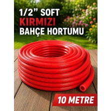 STAR GRASS 10 Metre 1/2 Soft Kırmızı Kaliteli Silikon Bahçe Hortumu - Ekstra Esnek Katlanmaz Süper Yumuşak Sulama Hortumu-Bhcalt