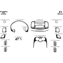 Mars Cockpit Design Hyundai Accent Era Konsol-Torpido Kaplama 2006-2010 21 Parça
