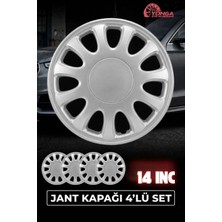 YONGA OTO AKSESUAR Hyundai 14 Inç Jant Kapağı 4'lü Set Gümüş + 4 Amblem + 8 Cırt Kelepçe