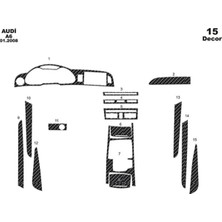 Autokit Audi A6 Ön Torpido Kaplama Sticker Folyo Karbon 15 Parça 2008