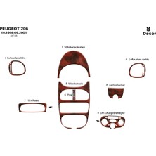 Mars Cockpit Design Peugeot 206 Konsol-Torpido Kaplama 1998-2001 8 Parça