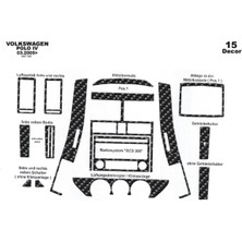 Mars Cockpit Design Volkswagen Polo Uyumlu Konsol-Torpido Kaplama 2005-2009 15 Parça