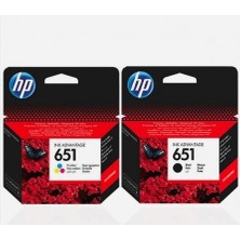 HP 651 Siyah ve Renkli Kartuş Orijinal Yüksek Baskı Kalitesi ile Uyumlu Modeller İçin
