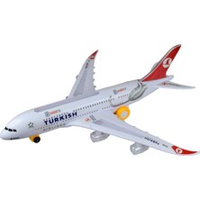 Cstars Türk Hava Yolları A380 Işıklı Hareketli Büyük Boy Oyuncak Uçak 45 cm Plastikten