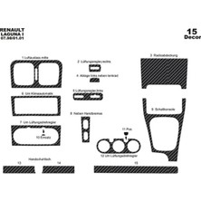 Autokit Renault Laguna Uyumlu Ön Torpido Kaplama Sticker Folyo Karbon 15 Parça 1998-2001