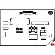 Autokit Volkswagen Transporter T4 1996-1998 Torpido Konsol Trim Göğüs Maun Kaplama Set 26 Parça Siyah Renk