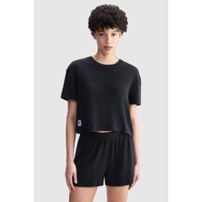 Ecko Unltd. Ecko Red Melanıe Standard Fit Crop Bisiklet Yaka Kadın Siyah Tshirt