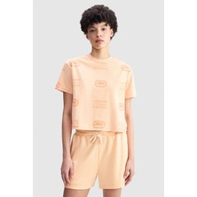 Ecko Unltd. Ecko Red Anna Loose Fit Bisiklet Yaka Baskılı %100 Pamuk Kadın Turuncu Tshirt