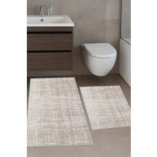 Eliana Home Dijital Baskı  Modern Banyo Halısı Ikili Banyo Paspası LNA5-1787 100X60+60X50 cm