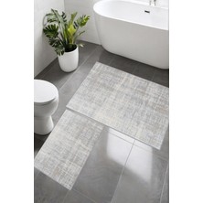 Eliana Home Dijital Baskı  Modern Banyo Halısı Ikili Banyo Paspası LNA5-1788 100X60+60X50 cm