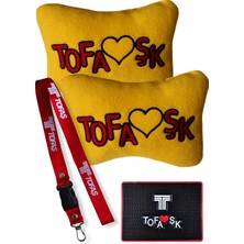 Tusba Market Tofaş uyumlu Ortopedik Araç Seyahat Nakışlı Sarı Boyun Yastığı / Tofaş Oto Aksesuar