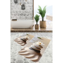 Eliana Home Dijital Baskı  Modern Banyo Halısı Ikili Banyo Paspası LNA5313 100X60+60X50 cm