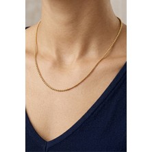 Balenbi Unisex 45 cm Minimal Top Zincir Gold Renk Kararmaz Çelik Kolye 1093