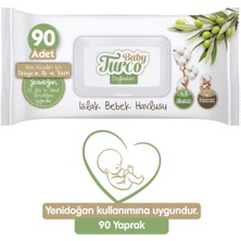 Baby Turco Doğadan Yenidoğan Islak Bebek Havlusu 90 Yaprak Alkol İçermez Hassas Temizlik