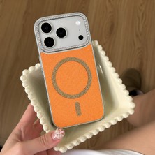 Edelfu iPhone 17 Pro Max Uyumlu - Simli Magsafeli Kamera Çevresi Taşlı Yanları Silikon Kılıf
