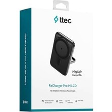 Recharger Pro M LCD 10.000MAH Magsafe Uyumlu Pd 20W Stantlı Kablosuz Taşınabilir Hızlı Şarj Aleti/powerbank 2BB222 Siyah