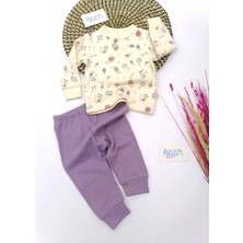 Melisa Baby Çiçek Desen Önden Düğmeli 2'li Takım Mor
