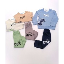 NAZAR Little Dino Figürlü 2'li Eşofman Takım Kahverengi